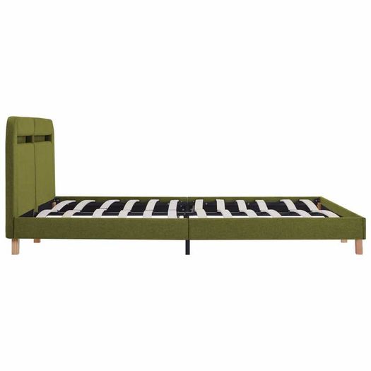 Bed Frame with LED Green Fabric 150x200 cm