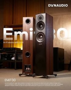AUDIOPHILE QUALITY DYNAUDIO EMIT 30 floor standing Speakers Walnut Wood like New boxed with All accessories 1600 new under 2 years old