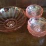 Vintage  Large serving Trifle bowl and 6 Small peach glass dishes Image 4