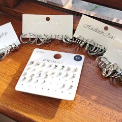Silver colour earrings , approx 36 pairs