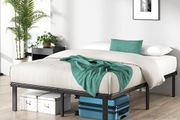 Double Bed frame - Bed 135x190 cm - 36cm Height - Metal bed frame with Underbed storage and steel slat support - Black