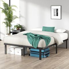 Double Bed frame - Bed 135x190 cm - 36cm Height - Metal bed frame with Underbed storage and steel slat support - Black