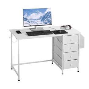 Computer Desk with Fabric Drawers, 120 cm Reversible Study Work Writing Desk for Modern Home Office Bedroom