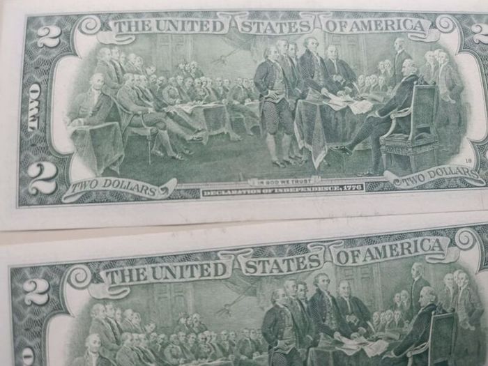 5 UNC  USA 2 Dollars Banknotes In Sequence