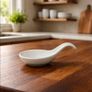 Set of 6 White Ceramic Asian Soup Spoons Modern Minimalist Tableware Image 2