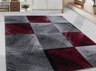 main image for ad Red Modern Checked Rug  Extra Soft, Easy Care, and Perfect for Dining and Bedrooms