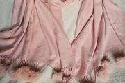 Lovely cashmere wool mix scarf with pompoms