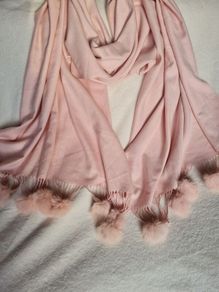 Lovely cashmere wool mix scarf with pompoms