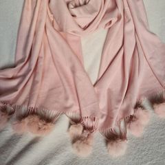 Lovely cashmere wool mix scarf with pompoms