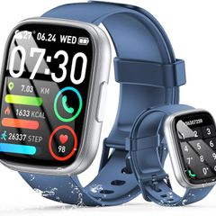 Smart Watch for Men Women Answer/Make Call, 1.95" HD Screen Fitness Watch with Heart Rate/Sleep/Stress Monitor, Smartwatch with 110+ Sport Modes, IP68 Waterproof Activity Tracker for Android iOS, Blue