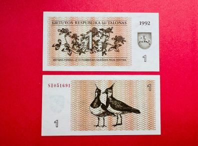 Lithuania   1  TALONAS    1992  . Pick  39. Unc