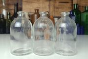 481 - Set of 3 Vintage Clear Glass Cork Top Collectible Decorative Injection Bottles