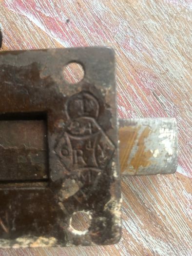 Antique door sliding bolt 1876, a Kenrick & sons bronze/brass door bolt
