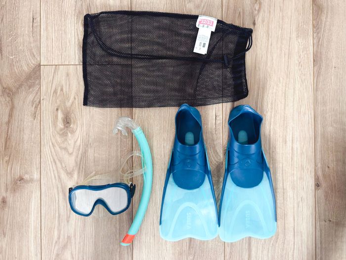 Decathlon SNK 500 Jnr Kids Mask, Snorkel and Fins Set Size 13C-1 Turquoise