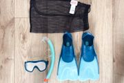 Decathlon SNK 500 Jnr Kids Mask, Snorkel and Fins Set Size 13C-1 Turquoise
