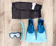 Decathlon SNK 500 Jnr Kids Mask, Snorkel and Fins Set Size 13C-1 Turquoise