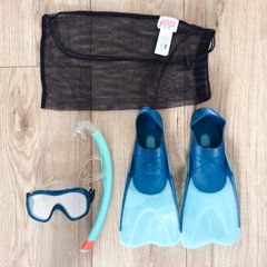 Decathlon SNK 500 Jnr Kids Mask, Snorkel and Fins Set Size 13C-1 Turquoise