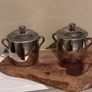 Pair of vintage Royal Worcester silver lustre lidded pots Image 2