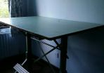 Vintage architect's drawing desk with footrest and set square