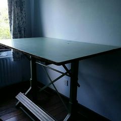 Vintage architect's drawing desk with footrest and set square