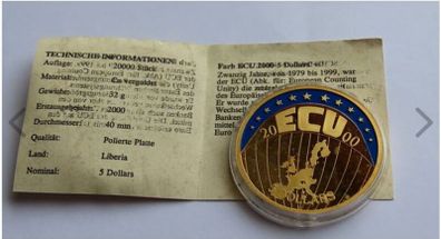 European ECU 2000 24 karat Gold plated