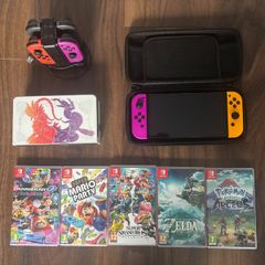 Nintendo Switch OLED bundle, 6 Joy-Cons, dock, charger + 5 games