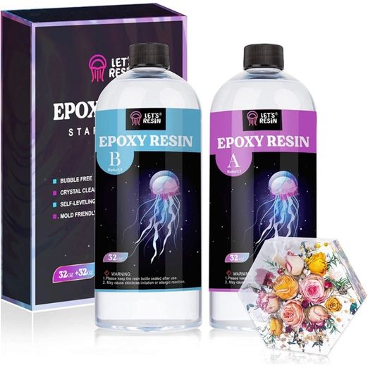 Epoxy Resin, 64oz Crystal Clear Epoxy Resin and Hardener, Bubbles Free Table Top & Bar Top Casting Resin, Clear Epoxy Resin for Tumblers, Art Crafts, Jewelry Making (FREE POSTAGE)