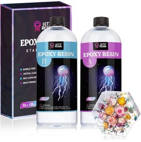 Epoxy Resin, 64oz Crystal Clear Epoxy Resin and Hardener, Bubbles Free Table Top & Bar Top Casting Resin, Clear Epoxy Resin for Tumblers, Art Crafts, Jewelry Making (FREE POSTAGE)