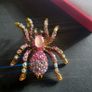 Tarantula Pink & White Sparkling Crystals Spider Brooch Shawl Pin Badge Image 3