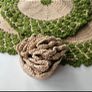 Handmade crochet dining set placemats coasters and basket green beige 9 pieces Image 5