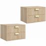Floating Nightstands Set Wall Mounted Oak Image 4