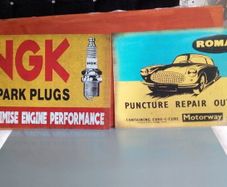 Romac puncture repair classic car poster NGK spark plug large poster