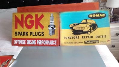 Romac puncture repair classic car poster NGK spark plug large poster