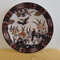 Large Vintage hand painted Satsuma Love Birds Plate