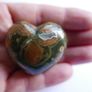 2" Multicolor Rhyolite Jasper Puffy Heart Crystal Mineral Stone Image 2