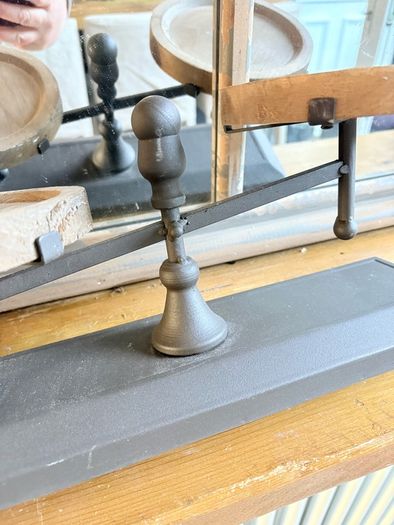 New metal and washed wood vintage scales effect display piece