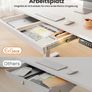 Electric Standing Desk 140 x 80 cm, Height Adjustable Desk, Sit Stand Table with Easy-Glide Drawer & 4 Memory Smart Pannal, T-Leg Design for Stability, Splice Board, White Frame & Surface Image 4