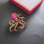 Rhinestone & Crystal Gold Tone Octopus Brooch Pin Badge Steampunk Style Jewelry Image 6