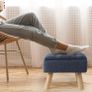 Storage Ottoman, Small Foot Stool Ottoman With Storage, Boucle Teddy Velvet Foot Rest With Padded Seat. (Dark Blue) Image 2