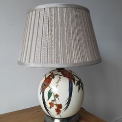 Ceramic Parrot Table Lamp with Pleated Shade