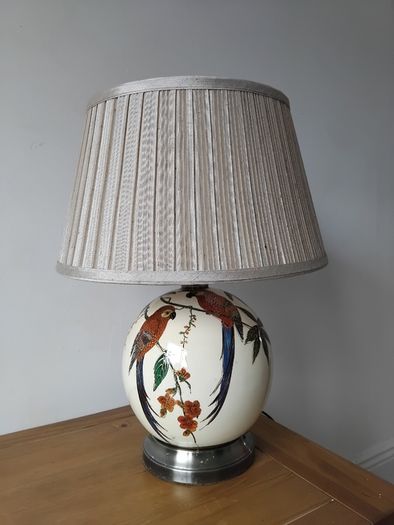 Ceramic Parrot Table Lamp with Pleated Shade