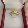 14K Gold Canary Yellow Tourmaline Halo Ring Image 4