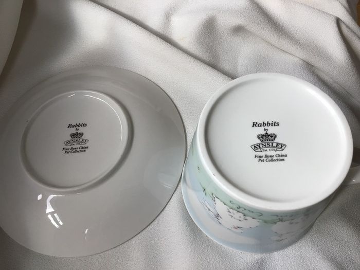 New Aynsley Breakfast Mug and Saucer in Rabbits Pet Collection