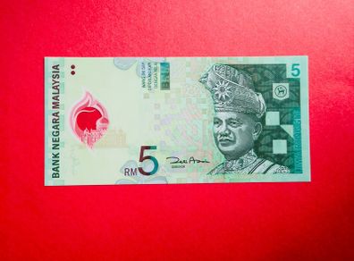 Malaysia  5. Ringgit. 2004 Pick. 47 POLYMER PLASTIC ( Uncirculated).