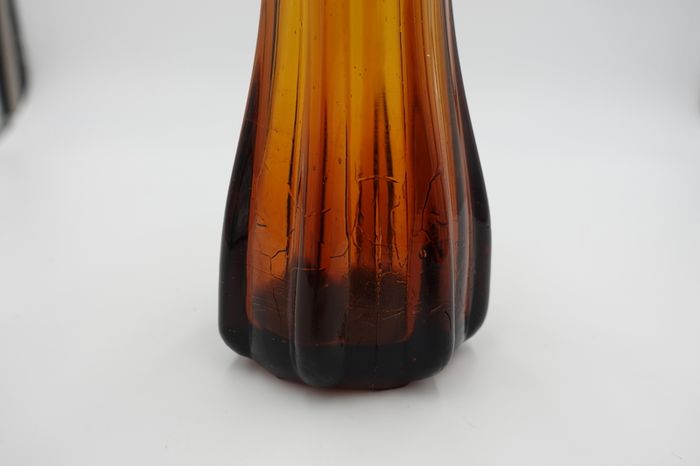 Swung Vase 5 Fingers Amber Brown - Pressed Glass