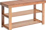NEW SALE Shoe Rack, 2 Tier Bench Storage Organiser Holder 70 x 27 x 45cm Made of 100% Natural Bamboo Max Load Capacity up to 100KG