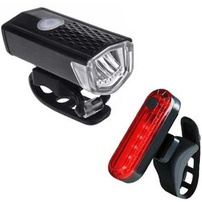 2Pcs Bike Light Set LED USB Rechargeable 300 Lumens 3 Modes Bicycle Lamp MTB Road Bike Front And Tail Light Set Flashlight