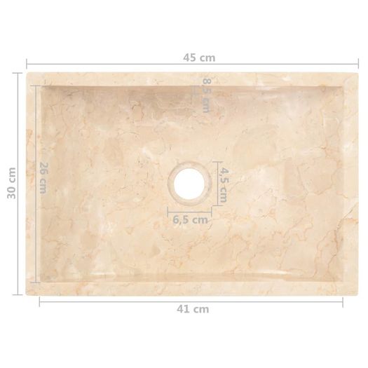 Sink 45x30x12 cm Marble Cream