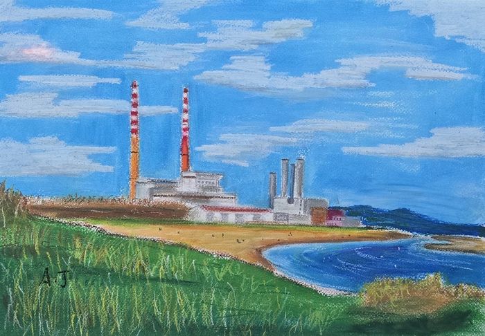 poolbeg and cliffs of moher oil pastel