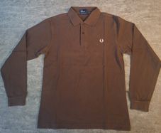 Fred Perry Long Sleeve Polo Shirt Small S Brown